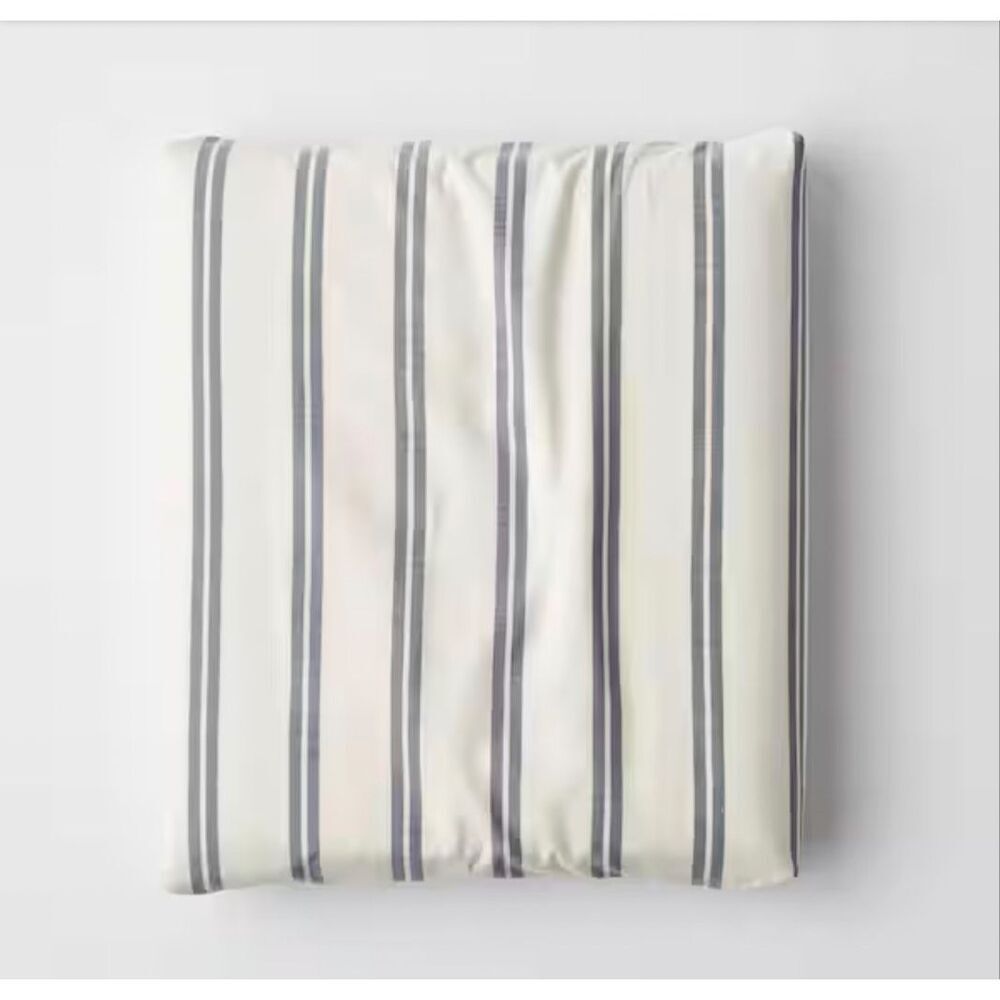 The Company Store Narrow Stripe Navy 100% Cotton Percale  Fitted Sheet, Twin